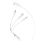 Кабель HOCO X25 USB to iP+Type-C+Micro 2A, 1m, PVC, PVC connectors, White