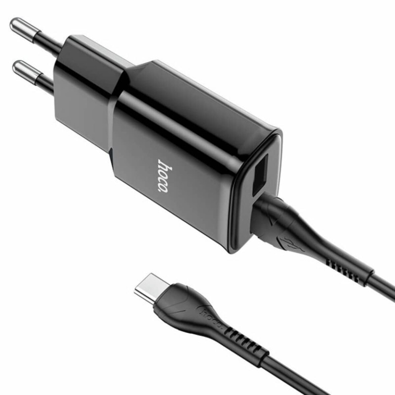 Мережевий зарядний пристрій HOCO C88A Star round dual port charger set(Type-C) Black