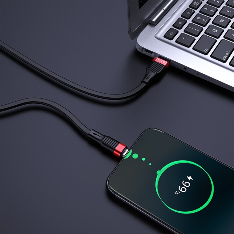 Кабель HOCO U72 USB to Type-C 3A, 1.2m, silicone, TPE connectors, Black