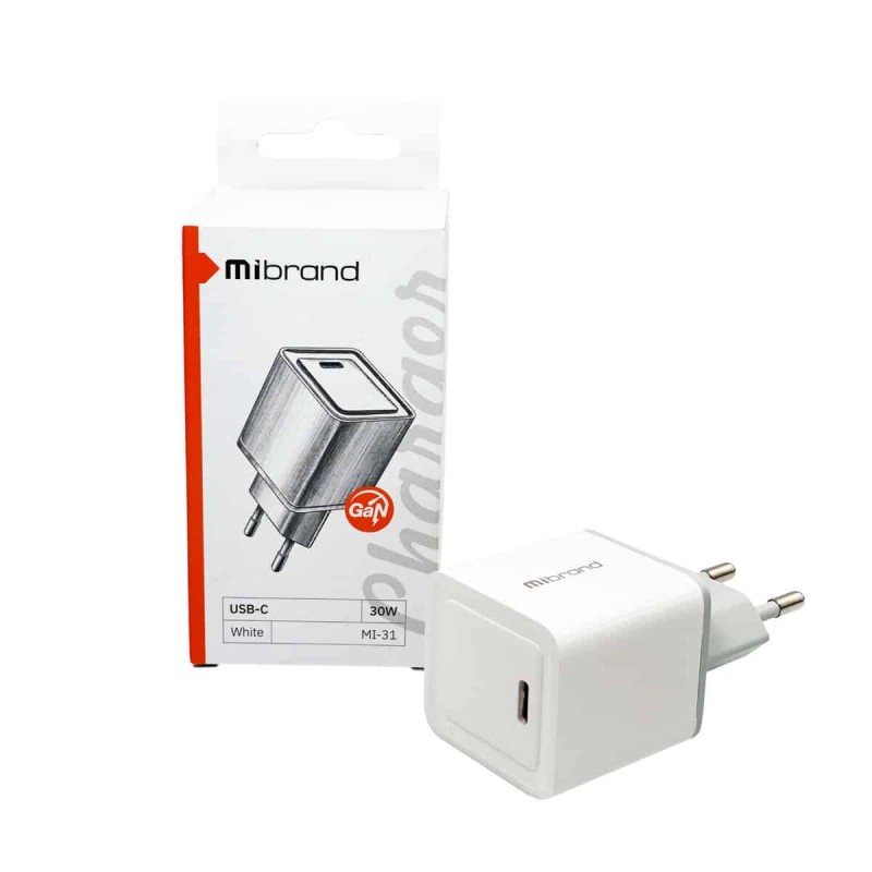 Мережевий зарядний пристрій Mibrand MI-31 GaN 30W Travel Charger USB-C White