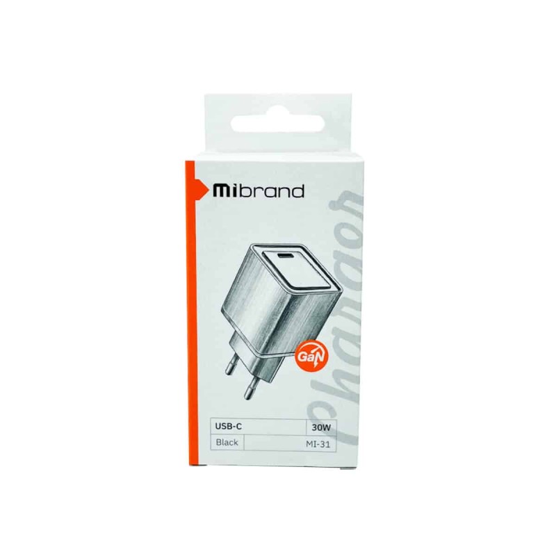 Мережевий зарядний пристрій Mibrand MI-31 GaN 30W Travel Charger USB-C Black