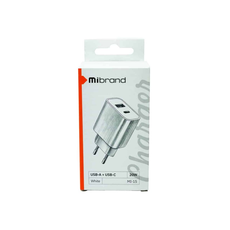 Мережевий зарядний пристрій Mibrand MI-15 20W PD + Quick Charger USB-A + USB-C White