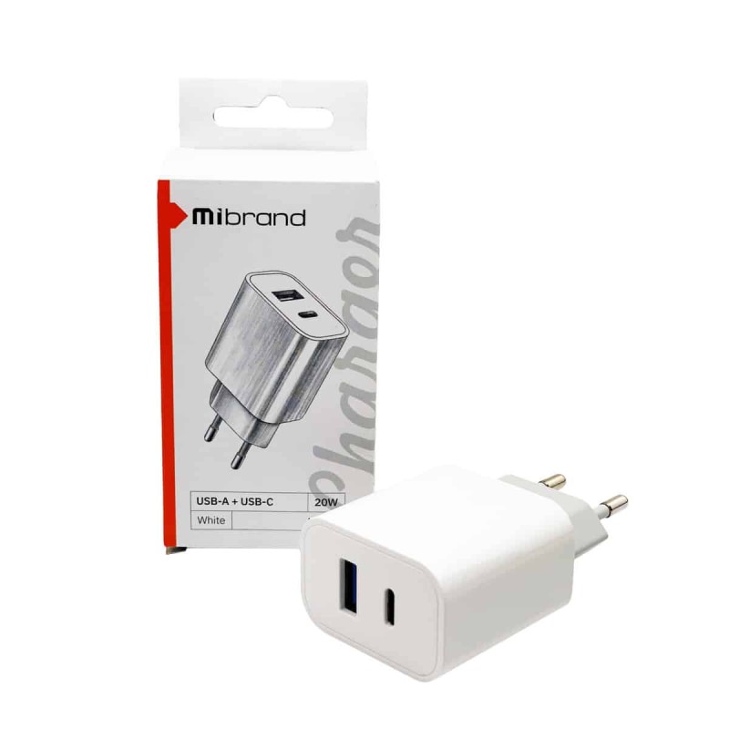 Мережевий зарядний пристрій Mibrand MI-15 20W PD + Quick Charger USB-A + USB-C White