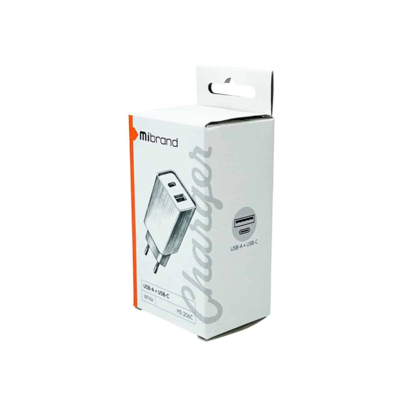 Мережевий зарядний пристрій Mibrand MI-206C Travel Charger USB-A + USB-C White