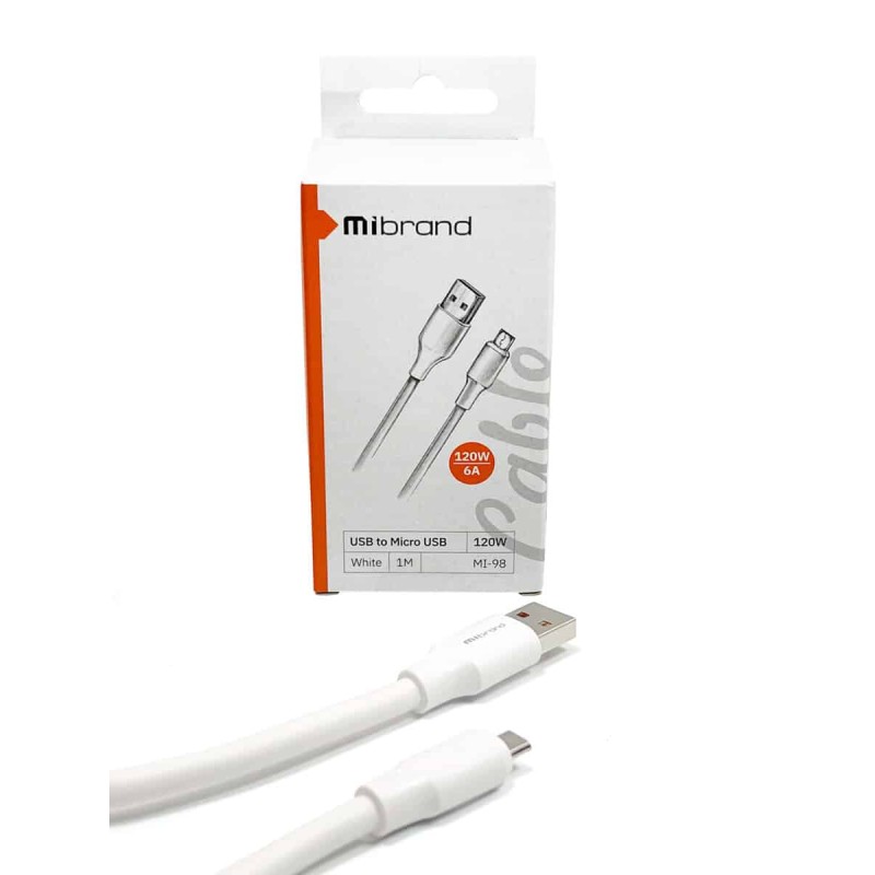 Кабель Mibrand MI-98 PVC Tube Cable USB for Micro 120W 1m White
