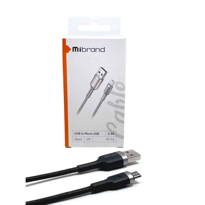 Кабель Mibrand MI-71 Metal Braided Cable USB for Micro 2.4A 1m Black