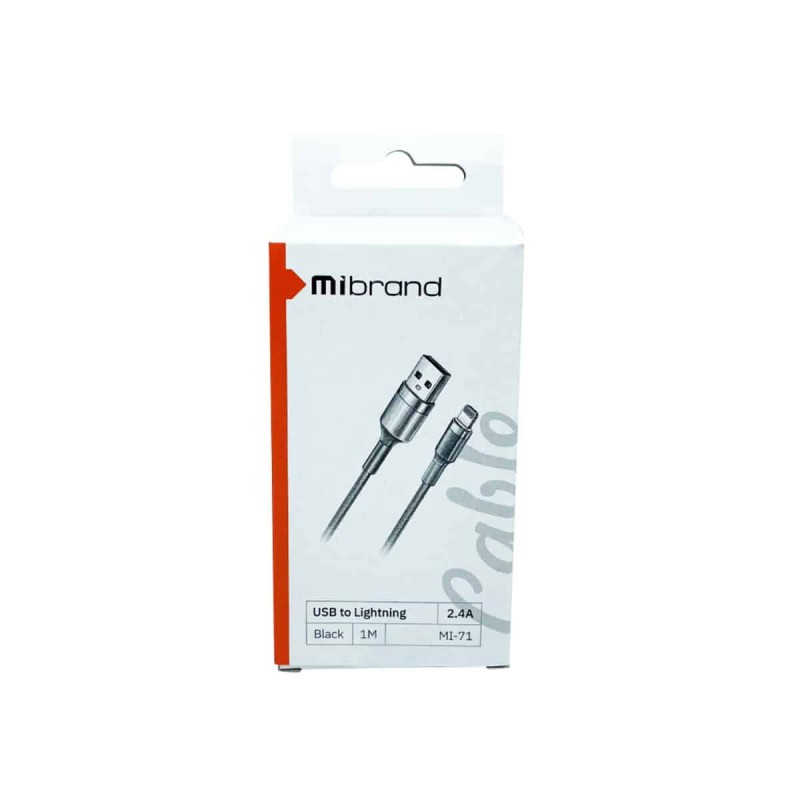 Кабель Mibrand MI-71 Metal Braided  Cable USB for Lightning 2.4A 1m Black