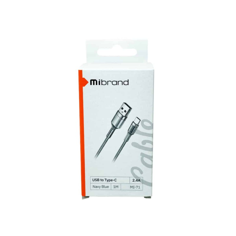 Кабель Mibrand MI-71 Metal Braided Cable USB for Type-C  2.4A 1m Navy Blue