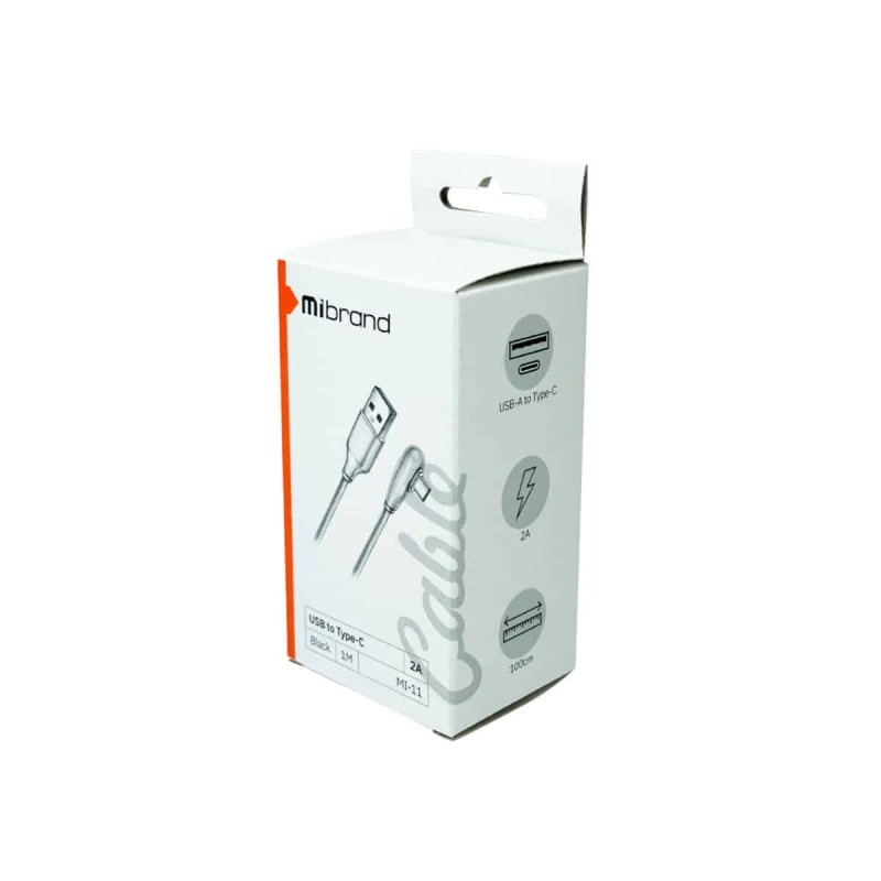 Кабель Mibrand MI-11 Two Colour Elbow Charging Line USB for Type-C 2A 1m Black