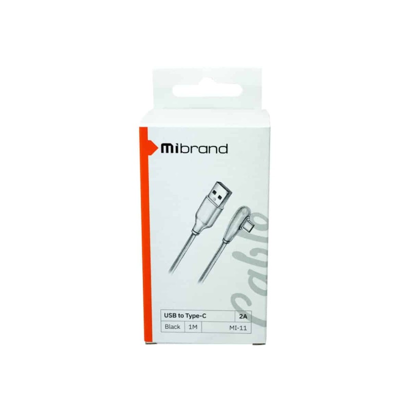 Кабель Mibrand MI-11 Two Colour Elbow Charging Line USB for Type-C 2A 1m Black