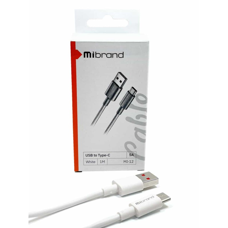 Кабель Mibrand MI-12 High Current Charging Line USB for Type-C 5A 1m White