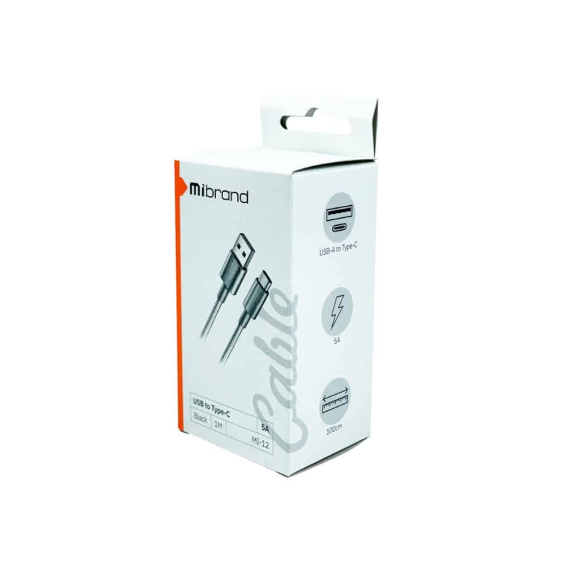Кабель Mibrand MI-12 High Current Charging Line USB for Type-C 5A 1m Black