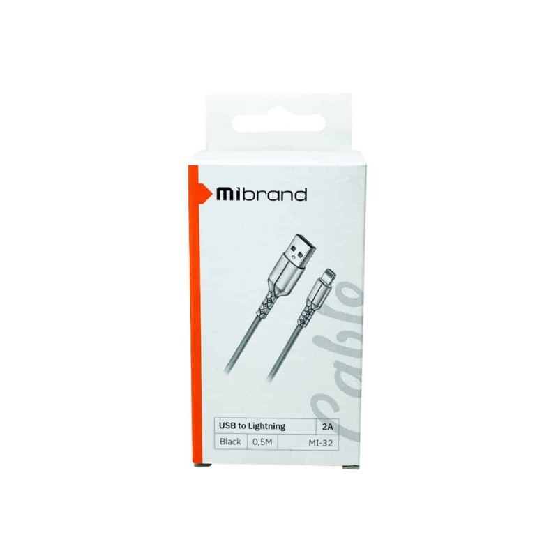 Кабель Mibrand MI-32 Nylon Charging Line USB for Lightning 2A 0.5m Black