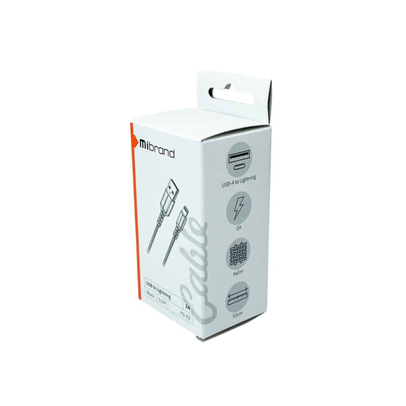 Кабель Mibrand MI-32 Nylon Charging Line USB for Lightning 2A 0.5m Black