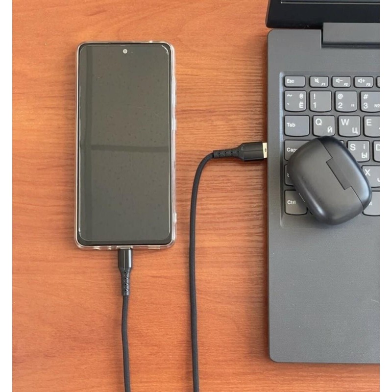 Кабель Mibrand MI-32 Nylon Charging Line USB for Lightning 2A 2m Black