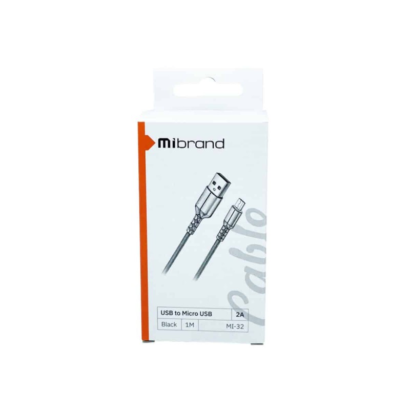 Кабель Mibrand MI-32 Nylon Charging Line USB for Micro 2A 1m Black