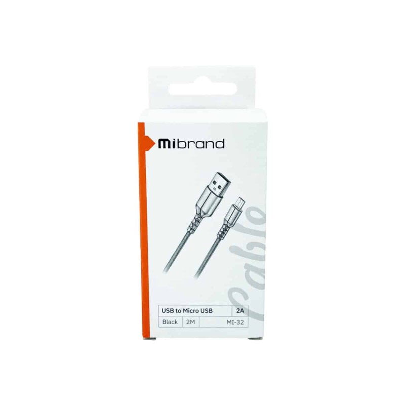 Кабель Mibrand MI-32 Nylon Charging Line USB for Micro 2A 2m Black