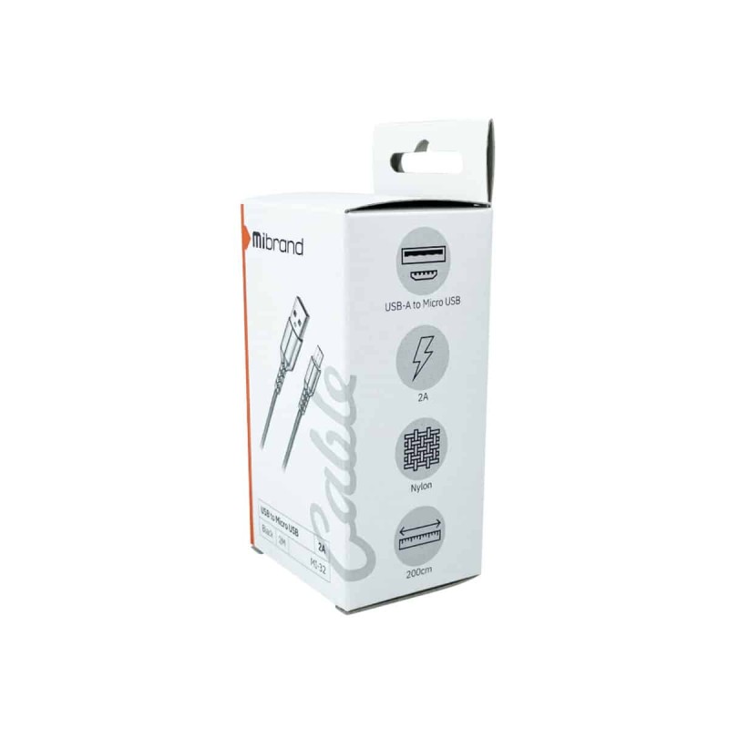 Кабель Mibrand MI-32 Nylon Charging Line USB for Micro 2A 2m Black