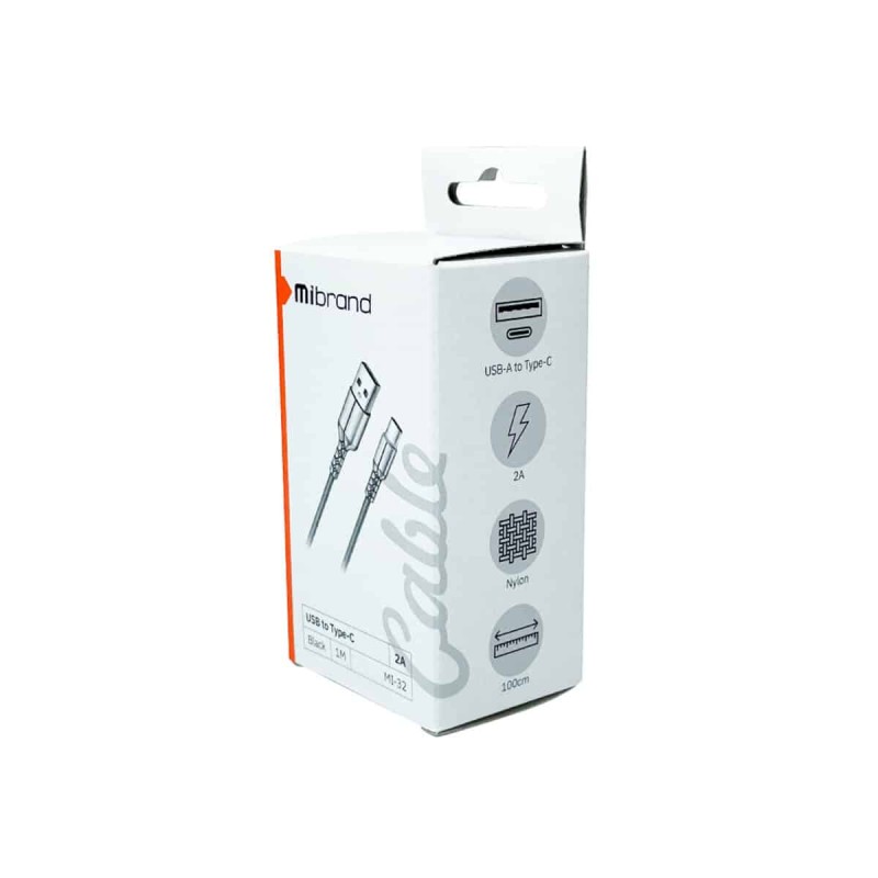 Кабель Mibrand MI-32 Nylon Charging Line USB for Type-C 2A 1m Black