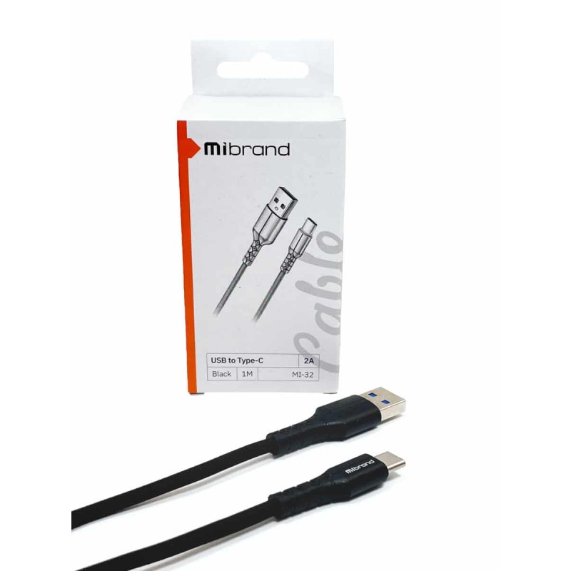 Кабель Mibrand MI-32 Nylon Charging Line USB for Type-C 2A 1m Black