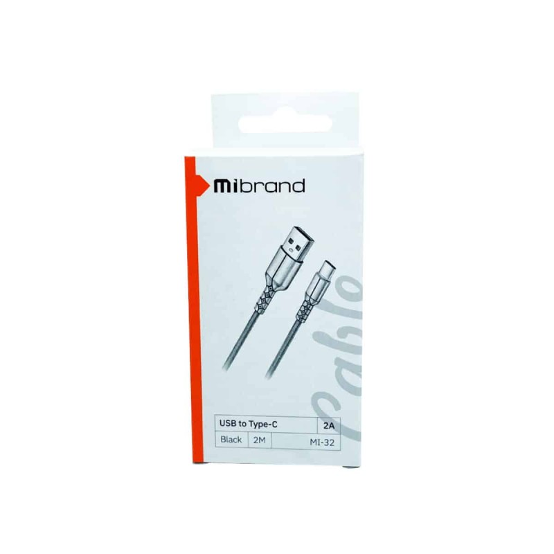 Кабель Mibrand MI-32 Nylon Charging Line USB for Type-C 2A 2m Black
