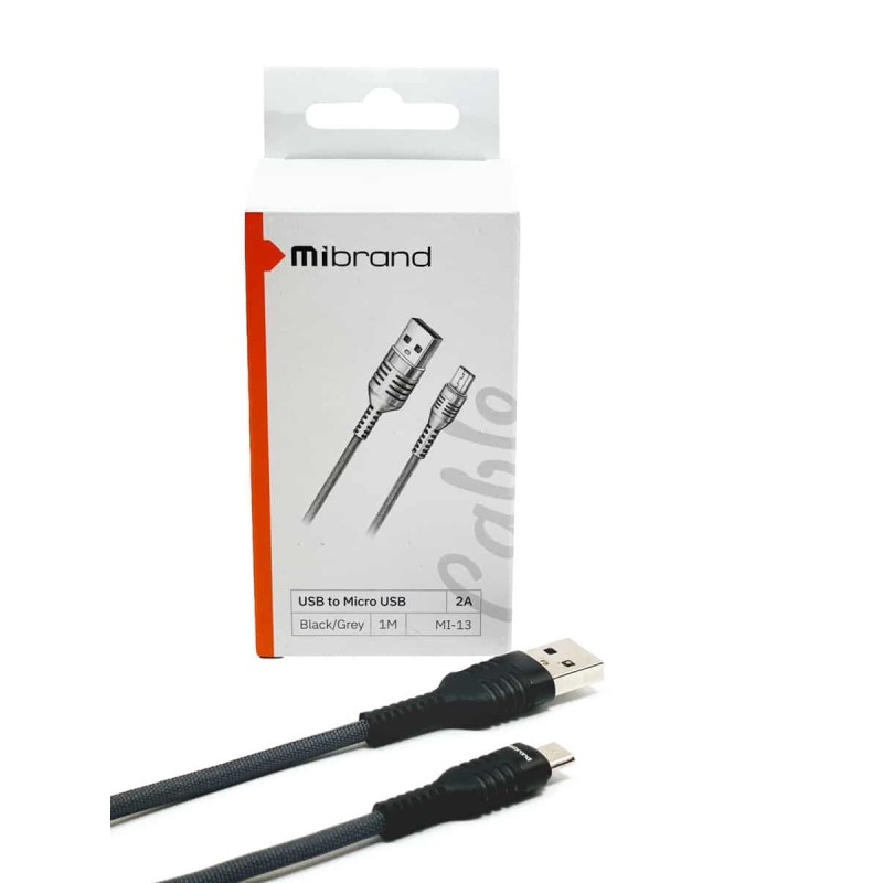 Кабель Mibrand MI-13 Feng World Charging Line USB for Micro 2A 1m Black/Grey
