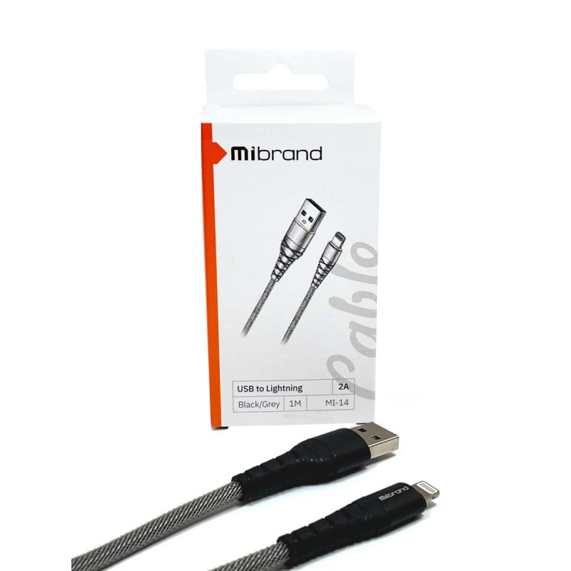 Кабель Mibrand MI-14 Fishing Net Charging Line USB for Lightning 2A 1m Black/Grey