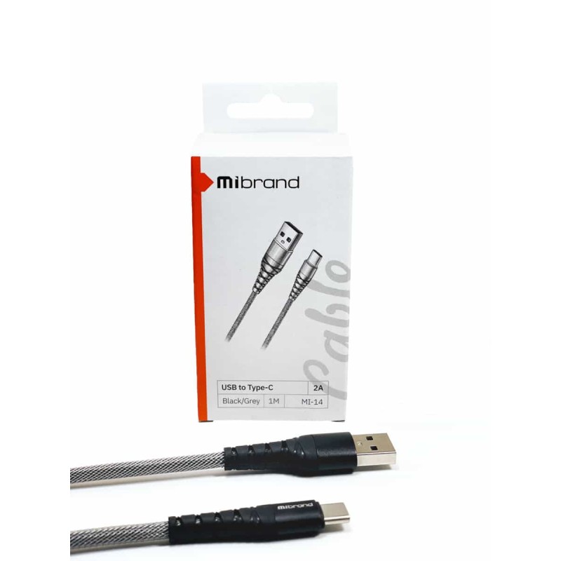 Кабель Mibrand MI-14 Fishing Net Charging Line USB for Type-C 2A 1m Black/Grey