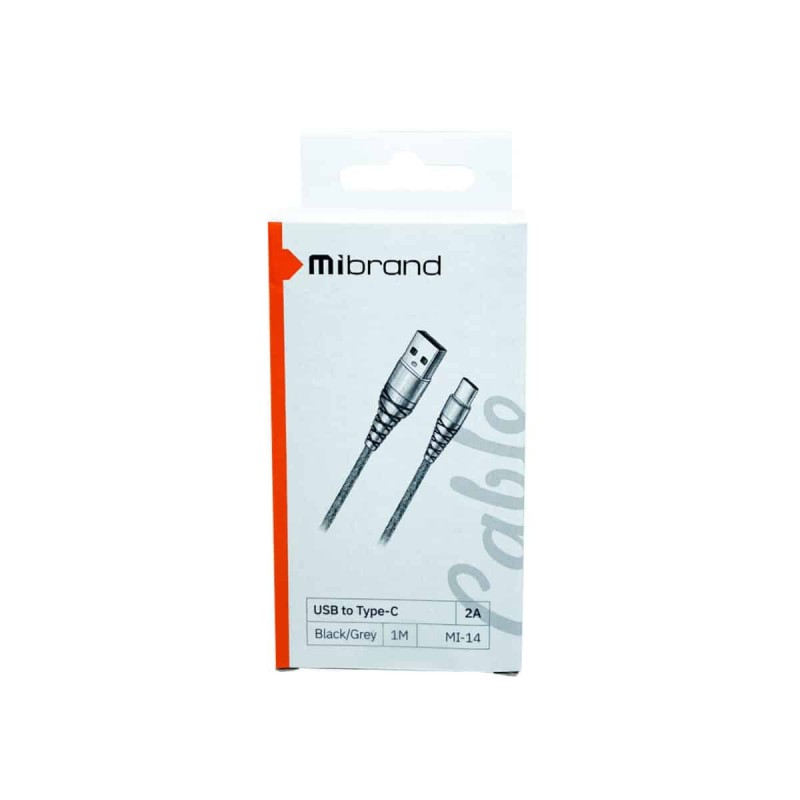 Кабель Mibrand MI-14 Fishing Net Charging Line USB for Type-C 2A 1m Black/Grey