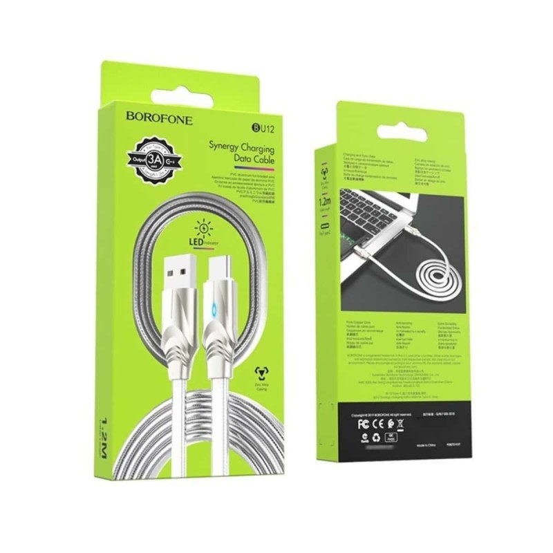 Кабель BOROFONE BU12 Synergy Type-C 2.4A 1.2m Silver