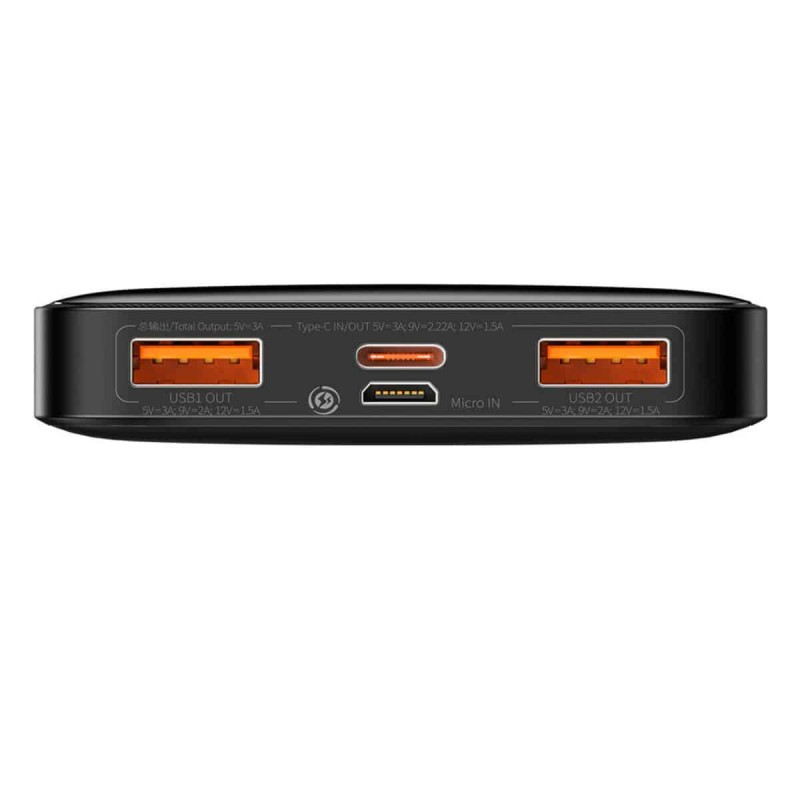 Зовнішній акумулятор Baseus Bipow Digital Display Fast Charge Power Bank 10000mAh 20W Black