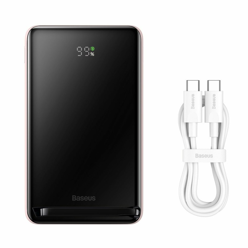 Зовнішній акумулятор Baseus Magnetic Bracket Wireless Fast Charge Power Bank 10000mAh 20W Pink