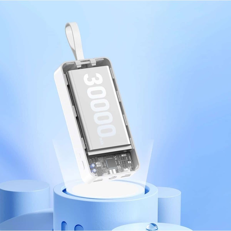 Зовнішній акумулятор REMAX Suji Series PD 20W+QC 22.5W  Fast Charging Cabled Power Bank 30000mAh  RPP-550 White
