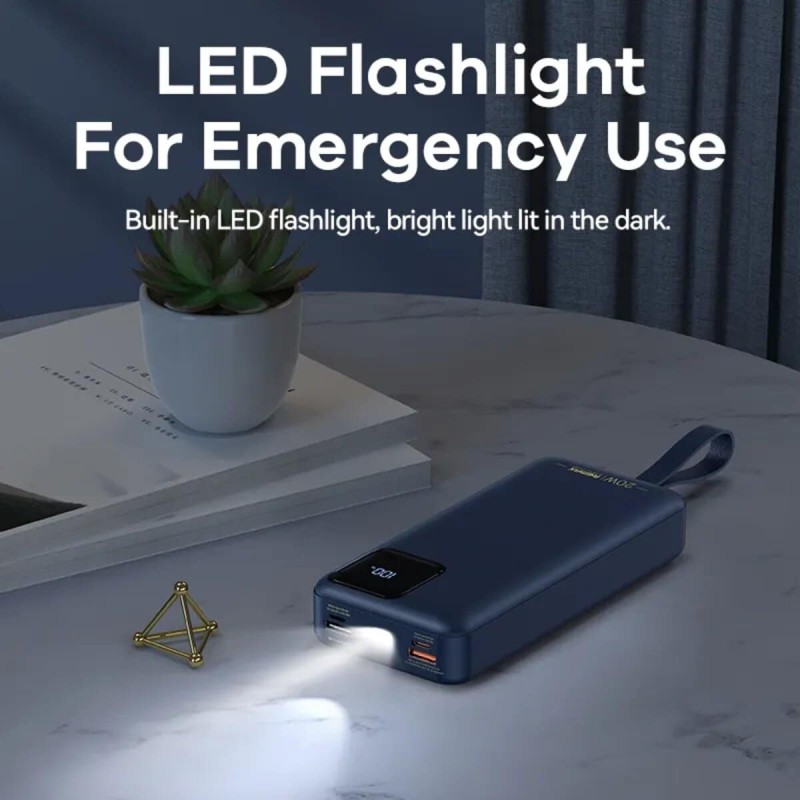 Зовнішній акумулятор REMAX Suji Series PD 20W+QC 22.5W  Fast Charging Cabled Power Bank 30000mAh  RPP-550 Blue
