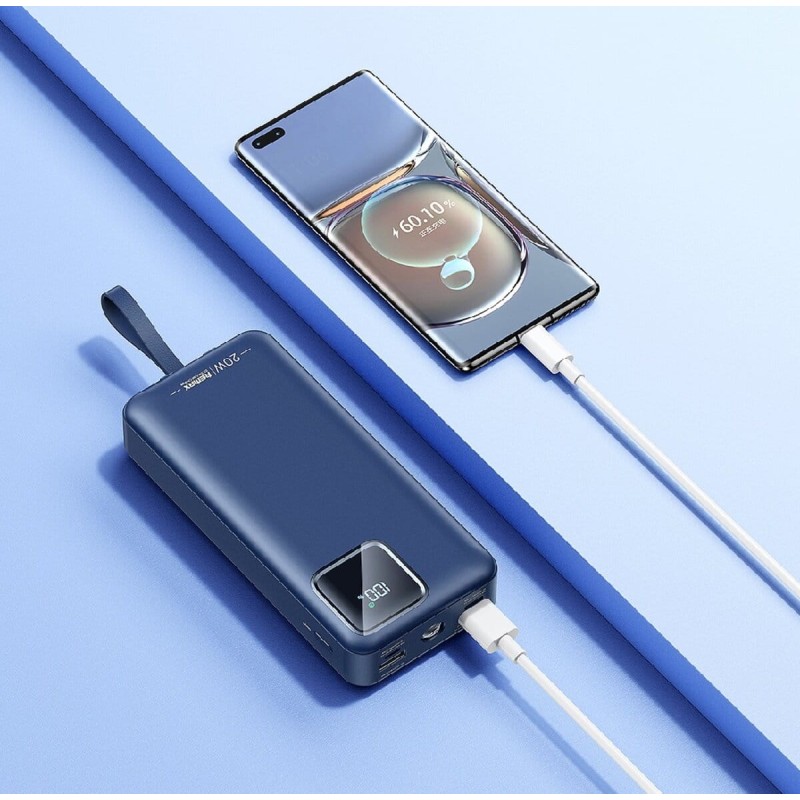 Зовнішній акумулятор REMAX Suji Series PD 20W+QC 22.5W  Fast Charging Cabled Power Bank 30000mAh  RPP-550 Blue