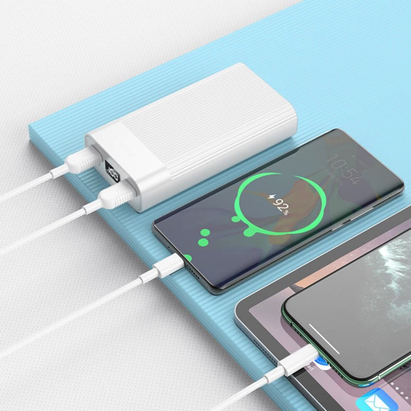 Зовнішній акумулятор HOCO J85 Wellspring digital display power bank(20000mAh) White