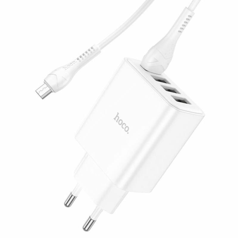 Мережевий зарядний пристрій HOCO C102A Fuerza QC3.0 four-port charger set(Micro) White