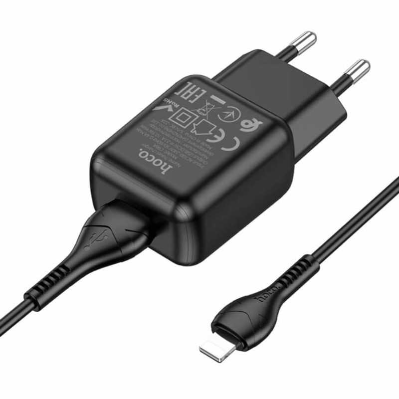 Мережевий зарядний пристрій HOCO C96A single port charger set(iP) Black