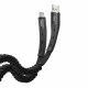 Кабель HOCO U78 USB to Type-C 2.4A, 0.8-1.2m, nylon, TPE connectors, elastic, Black
