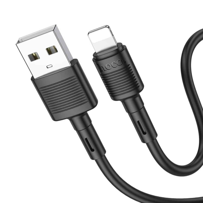 Кабель HOCO X83 USB to iP 2.4A, 1m, PVC, PVC connectors, Black