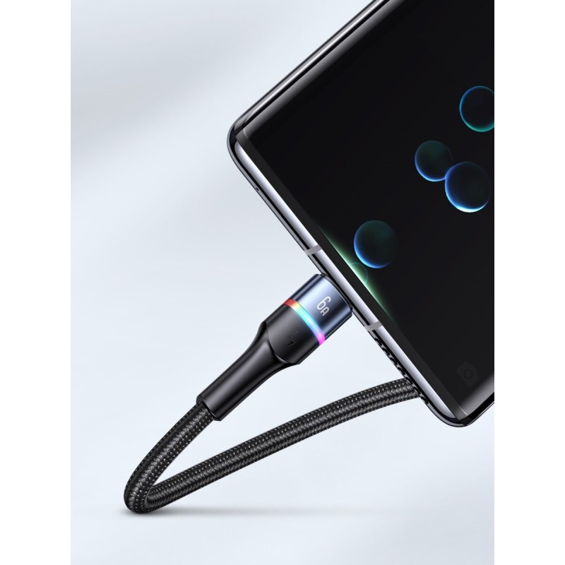 Кабель Usams US-SJ536 U76 Type-C 6A Fast Charging & Data Cable With Colorful Light 1.2m Black