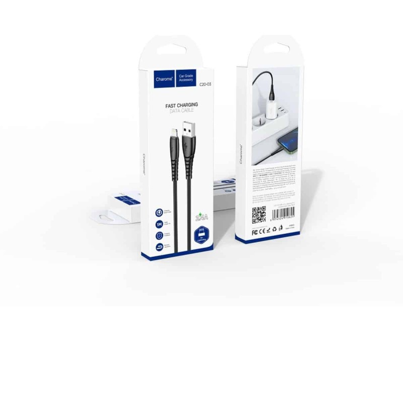 Кабель CHAROME C20-03 USB-A to Lightning charging data cable Black