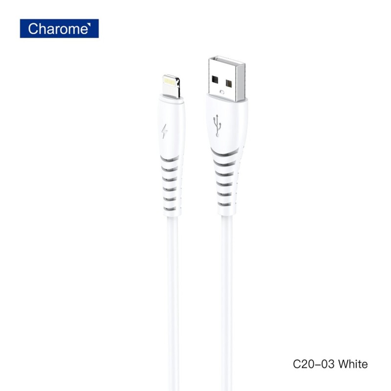 Кабель CHAROME C21-03 USB-A to Lightning charging data cable White