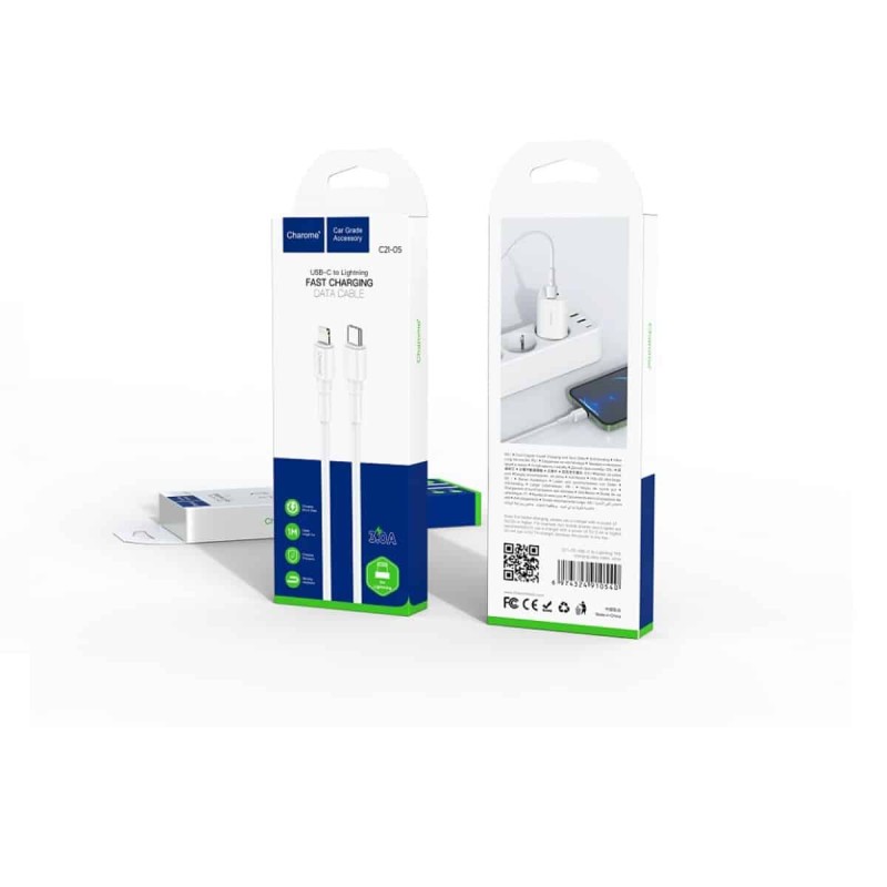 Кабель CHAROME C21-05 USB-C to Lightning  charging data cable White