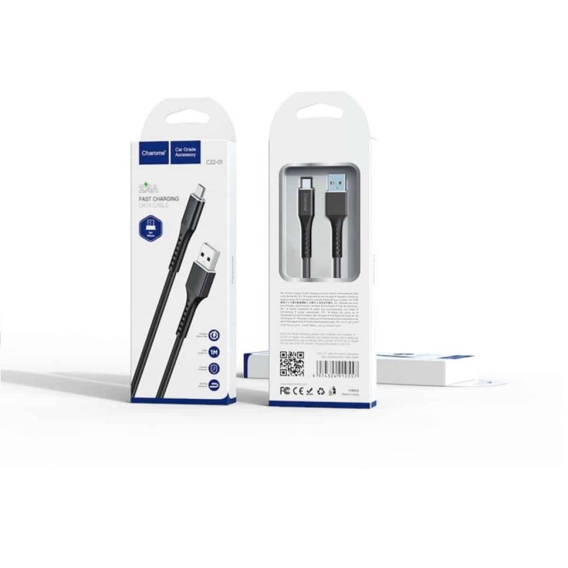Кабель CHAROME C22-01 USB-A to Micro aluminum alloy charging data cable Black
