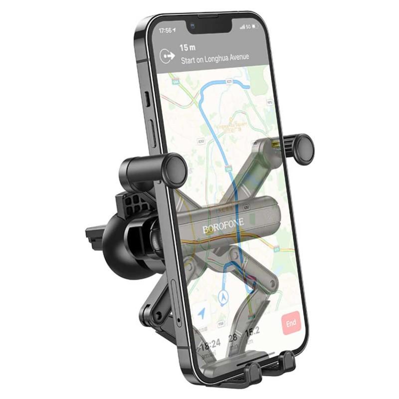Тримач для мобільного BOROFONE BH78 Point air outlet gravity linkage car holder Black