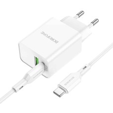 Мережевий зарядний пристрій BOROFONE BA69A Resource PD20W+QC3.0 charger set(Type-C to Type-C) White