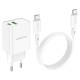 Мережевий зарядний пристрій BOROFONE BA69A Resource PD20W+QC3.0 charger set(Type-C to Type-C) White