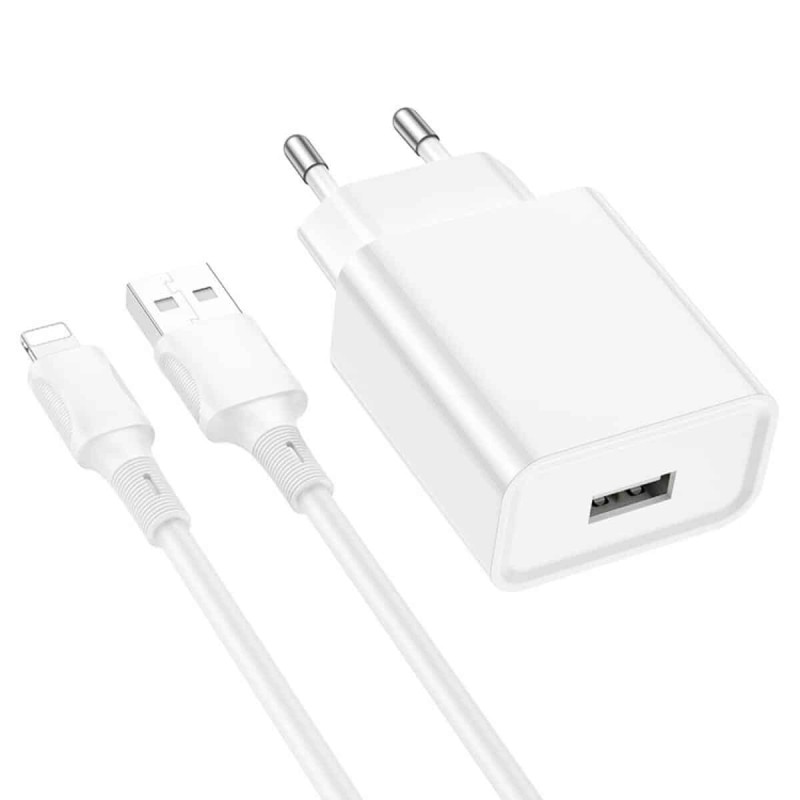 Мережевий зарядний пристрій BOROFONE BA74A Aspirer single port charger set(iP) White