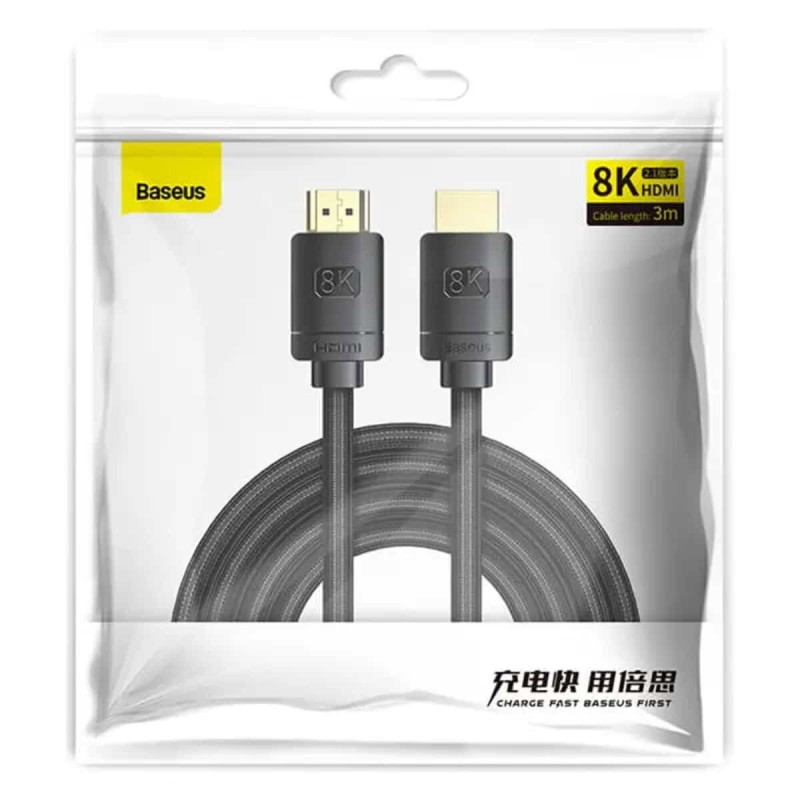 Кабель Baseus High Definition Series HDMI 8K to HDMI 8K Adapter Cable(Zinc alloy) 1m Black
